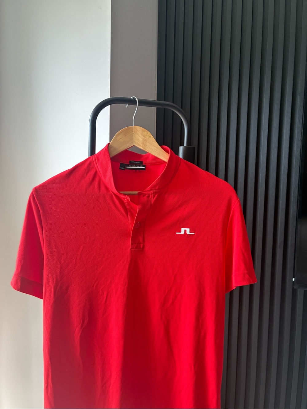 J.Lindeberg Red Short-Sleeve Polo with Minimal Logo